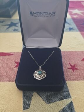 Montana Silversmiths "Love For You" Necklace. Silver & Turquoise Accent. New